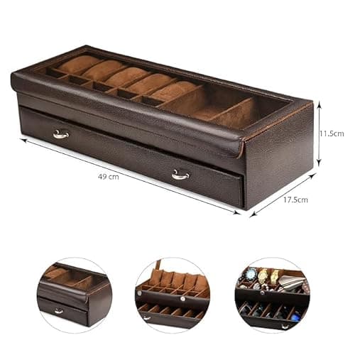 essart Faux Leather Croro-Finish-Print Sunglasses case Double Storey Magnetic Closure Sunglasses Box Organizer, Transparent lid Feature (FG-3UPI-62Q2) 2