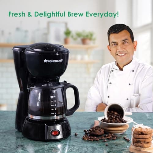 Wonderchef Onyx Brew Coffee Maker | Drip Coffee | 6 Cups Coffee | 750 ml Borosilicate Glass Carafe with Hot Plate | Anti Drip| Auto Shut Off | Reusable Conical Filter | 600W | 2 Year Warranty 2