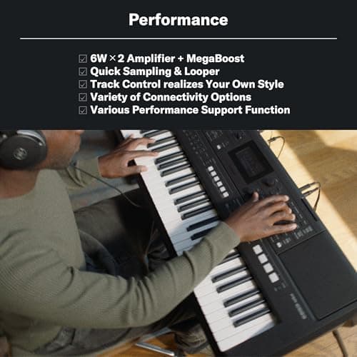 Yamaha PSR-E483 61-Key Portable Keyboard, Lightweight Design, Built-in Voices & Styles, USB Connectivity, Touch Response Keys, Ideal for Beginners, Students, Learning & Home Practice 5