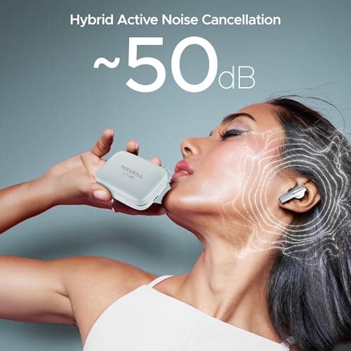 Boat Nirvana Ivy, 50dB Hybrid ANC, 360º Spatial Audio, Dynamic Head Tracking,Fast Charge,App Support, 50HRS Battery, v5.3 Bluetooth Earbuds, TWS Ear Buds Wireless Earphones with mic (Quartz Cyan) 4