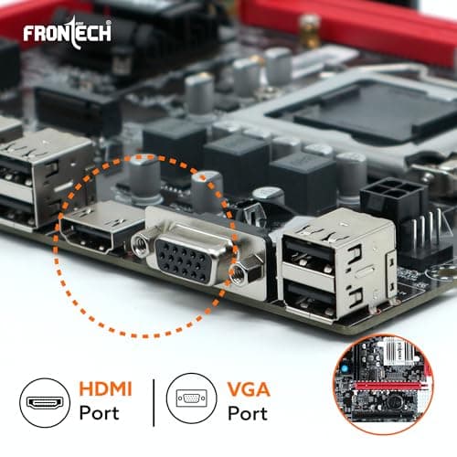 FRONTECH H61 Chipset Motherboard with 2xDDR3 RAM Slots LGA1155 Supports i3/i5/i7/Pentium Processors | 6+4 USB Ports | 4xSATA Slots | NVME Slots, 1xPCIEX16, 1xHDMI, 1xVGA (FT-0470) 5