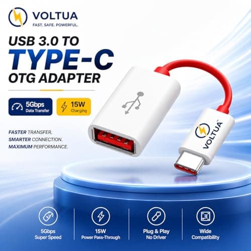 Voltua USB 3.0 to Type C OTG Adapter, 5Gbps Data Transfer, 15W Charging 2