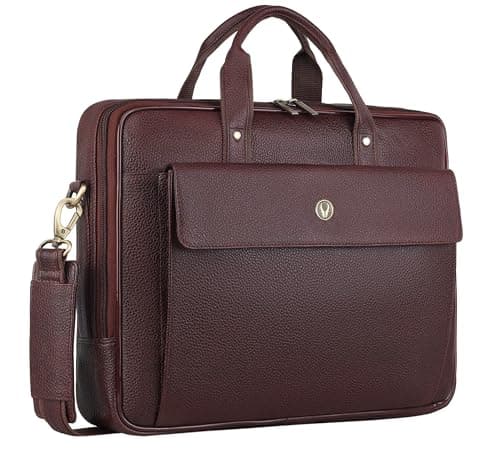 WildHorn Men's Leather Laptop Messenger Bag I Fits Upto 15.6 Inch Laptop/MacBook I Padded Laptop Compartment I Carry Handles with Adjustable Strap I Dimension : L-16 inch W-3 inch H-12 inch,Maroon