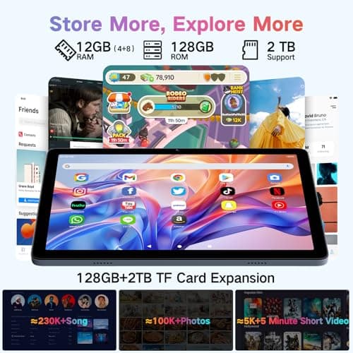 Winsing Tablet, Android 15 Tablets 12GB RAM+128GB Storage+10" with 2TB TF Card, Octa Core, 1280* 800 HD Touch Screen Computer Tablet, 8-10H Long Life Battery Life, Wi-Fi and BT 5.0 5