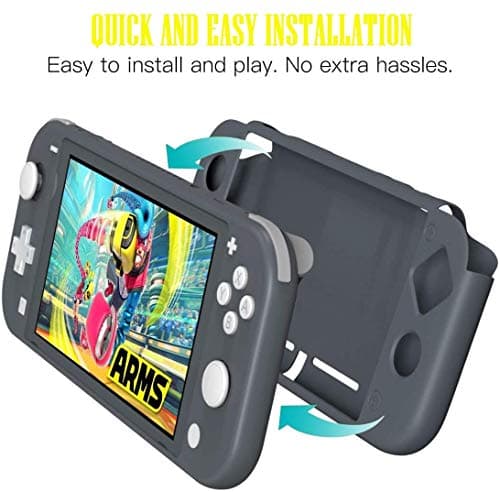 TMG Protective Case Cover for Nintendo Switch Lite, Silicone Protective Rubber Cover, Shock-Absorption Anti-Scratch Non-Slip Case for Nintendo Switch Lite Console - Turquoise (Grey) 4