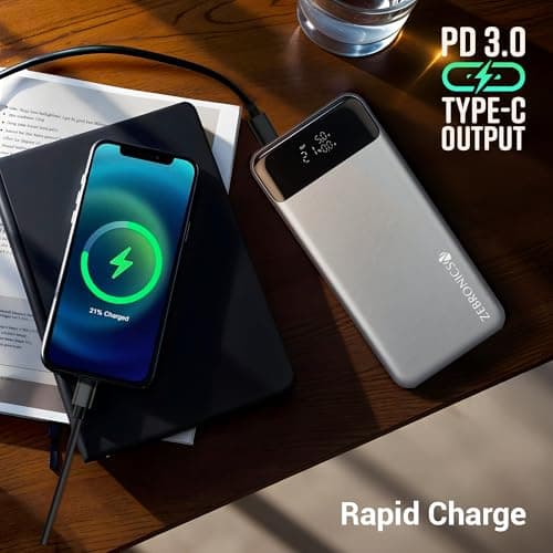 ZEBRONICS EnergiPOD 27R3 Power Bank, 27000 mAh, 100W, PD 3.0 Type C, Rapid Charging, Outputs - Dual Type C | USB A, LED Display, Auto Protections, Flight Friendly, Made in India (Black+Grey) 3