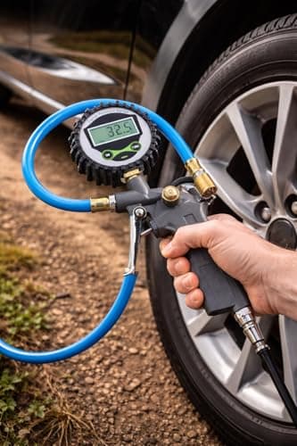 Digital Tire Pressure Gauge Inflator Gun with LCD Display, Heavy Duty Air Compressor Tool with Brass Nozzle & Flexible Hose, Accurate PSI Meter for Car, Bike, Motorcycle & Bicycle Tires 3