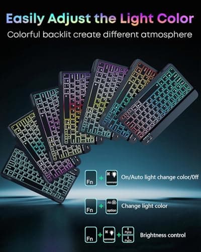 Keyboard Case Compatible with for Samsung Galaxy Tab S10+ Plus / S9 FE+ Plus / S9+ Plus / S8+ Plus / S7 FE / S7+ Plus 12.4 inch - 7 Color Rainbow Backlit Magnetic Keyboard with S Pen Holder - Black 3