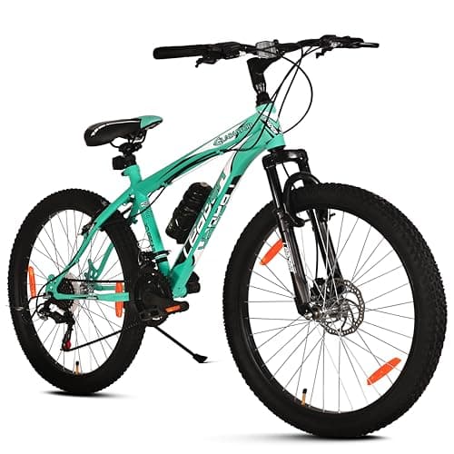 Leader Gladiator 26T Mountain Bike Multispeed (7 Speed) Gear Cycle | Free Pan India Installation| Front Suspension and Disc Brake (Sea Green Black)