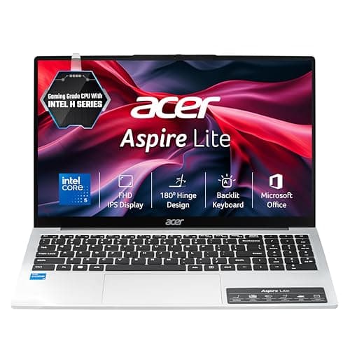 acer Aspire Lite Intel Core 5-210H Processor, Office 2024 + M365 Basic, 16GB RAM/512GB SSD, 15.6"/39.62 cm, FHD IPS Display,Win 11 Home, Backlit KB, Steel Grey, 1.7Kg, AL15-52H, Thin and Light Laptop