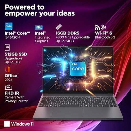 Lenovo IdeaPad Slim 3 13th Gen Core i5-13420H 15.3 inch (38.8cm) WUXGA IPS Laptop (16GB RAM/512GB SSD/Windows 11/Office Home 2024/Top Metal Cover/Backlit Keyboard/1Yr ADP/Grey/1.6Kg), 83K100S3IN 4