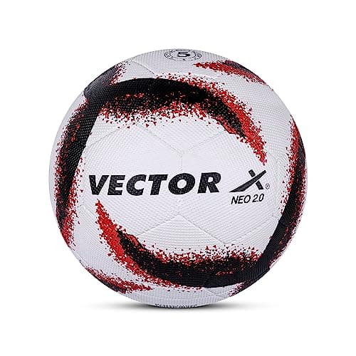 Vector X Neo 2.0 Synthetic Rubber Moulded Indoor/Outdoor Football with Butyl Bladder, White-Black, Size 5, Suitable for Match and Training for Adults 15+ Years