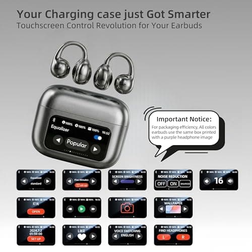 Clip On Earbuds Touch Screen,Wireless Open Ear Headphones with Bluetooth 5.4，50h Battery Life，Lightweight Comfort Sport Earbuds Built-in Mic IPX7 Waterproof Earphones for Running Fitness,Black 2