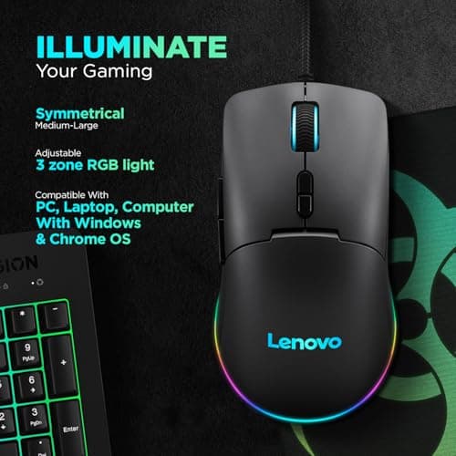 Lenovo M210 RGB Gaming Wired USB Mouse, Ambidextrous, 7-Buttons, 8000 DPI with 4 Levels DPI Switch, 3-Zone RGB Backlight, 3Year Warranty, (GY51M74265) 2