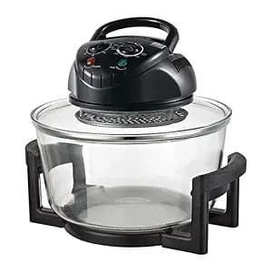 Halogen Air Fryer Oven 13L 1400W with Extension Ring, Convection Glass Bowl Cooker, Oil-Free Multicooker with Timer & Temperature Control, Bake Roast Grill Fry Pizza Chicken Healthy Cooking