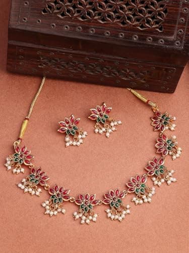 Shining Diva Fashion Necklace Jewellery Set for Women Traditional Latest Stylish Design Fancy (rrsd17037s) 5