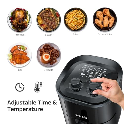 iBELL AEROFRY422M Air Fryer 4.2 Litre - 1500W, Multiple Cooking Options, Dishwasher Safe, Nonstick Coating, Adjustable Time & Temperature Control (Black) 4