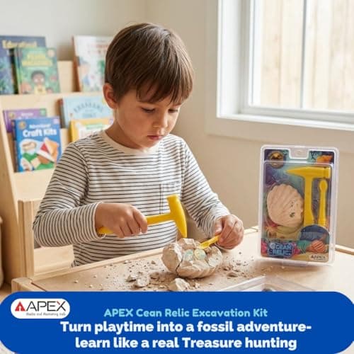 APEX Ocean Relic Kit 1 Surprise Ocean Relic Excavation Toy for Kids 5+ with Digging Tools STEM Educational Discovery Science Activity Gift Boys and Girls 5