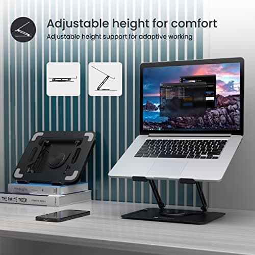 Portronics My Buddy K9 - Portable Laptop Stand - Adjustable Elevation Levels - Ventilated Anti-Slip Design - 360-degree Rotating Base(Black) 2