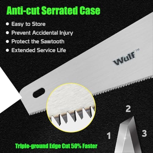 WULF 18-Inch Steel Handsaw | Heavy Duty Hand Saw for Wood, Plywood & Grass Pruning | Sharp Teeth Blade with Plastic Rubber Grip Handle | Carpenter & DIY Tool 3
