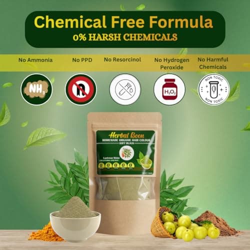 HERBAL BOON Homemade Organic Hair Colour – Soft Black, 100g | Natural & Chemical-Free, Black 2