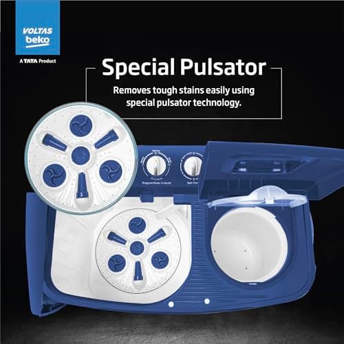 Voltas Beko, A Tata Product 6.5 Kg 5 Star Semi-Automatic Top Loading Washing Machine (WTT65UNX/OK3I0I0W01, Blue, Pulsator wash technology) 3
