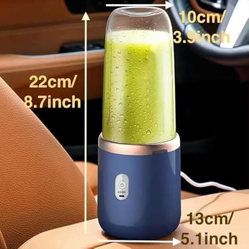 Zancia Portable Blender Electric Juicer USB Rechargeable Fruit Mixers Mini Personal Smoothie Maker 6 Blades 3 Gears Ideal for Smoothies, Protein Shakes, Fresh juices, sauces -1500mAh Battery 3