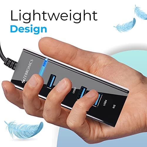Zebronics 300HB 4 Port USB 3.0 Hub with Hi-Speed Data Transfer, LED Indication, 15cm Cable, Backward Compatible, Multi Device Connection, Plug Play Usage, Glossy Finish and Lightweight Design 6