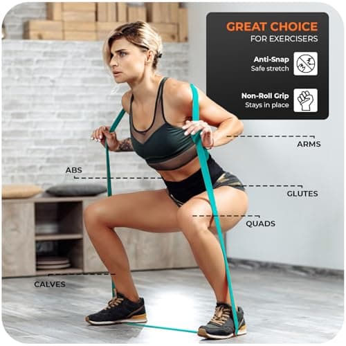 Active 100 Resistance Bands Set of 5 – Skin-Friendly Loop Bands With 5 Resistance Levels, Ideal Exercise Band for Home Gym, Yoga, Pilates – Includes Carrying Case & Free Guide (Multicolor) 5