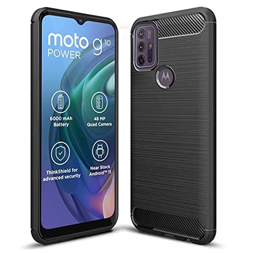 JGD PRODUCTS for Moto G10 Power, Moto G30 Carbon Fiber Armor Drop Tested Shock Proof TPU Back Case Cover