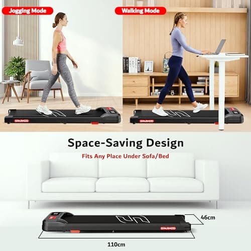 Sparnod Fitness STH-3002 3HP Peak Walking Pad Treadmill for Home Use | Compact, Ultra-Slim, Ready to Use | Shock Absorption | LED Display | 2% Manual Incline | 110 Kg Capacity 4