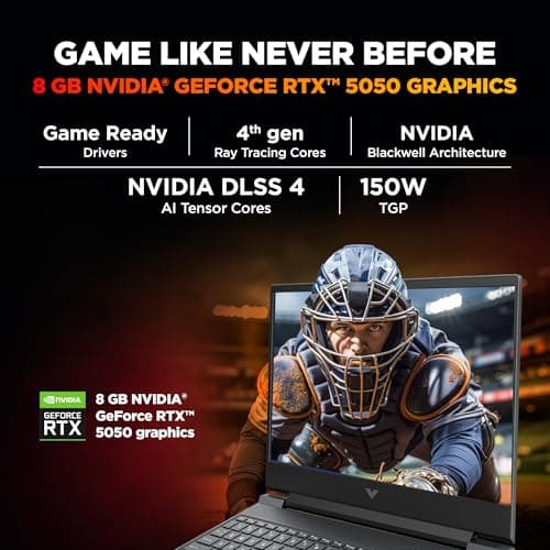HP Smartchoice Victus, 13th Gen Intel Core i7-13620H, 8GB RTX 5050, 24GB DDR5(Upgradeable) 1TB SSD, 144Hz, FHD, 15.6''/39.6cm, Win11, M365* Office24, Mica Silver, 2.29kg, fa2309TX, RGB Gaming Laptop 3