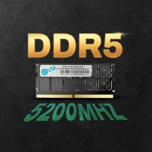 EVM 16GB DDR5 Laptop RAM Memory | 5200MHz | PC5-41600 | SO-DIMM | 262-Pin | CL19 | 1.1V Low Voltage | High Performance | 10 Year Warranty (EVMT16G5200S88P) 2