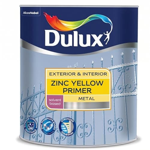 Dulux Zinc Yellow Metal Primer | Quick-Drying, Rust & Corrosion Resistant | Interior & Exterior Use | All-Weather Protection & High Durability for Metal Surfaces | 4 Litre