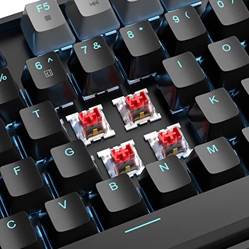 MageGee 75% Mechanical Gaming Keyboard with Red Switch, LED Blue Backlit Keyboard, 87 Keys Compact TKL Wired Computer Keyboard for Windows Laptop PC Gamer - Black/Grey 2