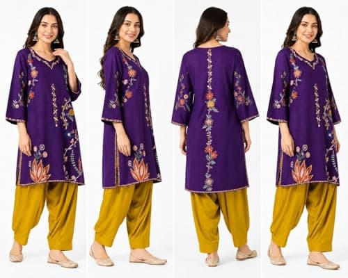 Shree Shakuntala Sarees Women Embroidered Kurta with Patiala Pant Set | Ethnic Printed Kurti Set for Women | Casual Traditional | Festive | Stylish Ethnic Outfit for Woman (IN, Alpha, 2XL, Regular) 3