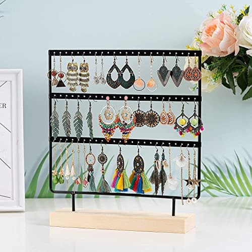 ROLLYWARE Earring 3 Layer 70 Holes Holder Stand Organizer Jewelry Display Stands Earring Organizer Stand Suitable to Organize Necklace & Bracelets & Earring Holder Jewelry Holder Black. 6