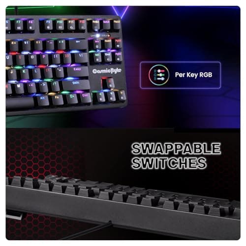 Cosmic Byte CB-GK-39 Trinity 3 Modes WiFi + Bluetooth + Wired Optical Swappable Blue Switch Keyboard, Per Key RGB, 100 Million Life Switches, 3000mAh Battery, Fast Response, Software Support (Black) 3