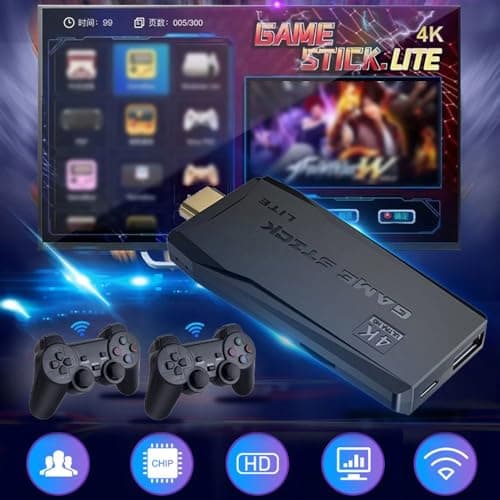 SMARTCAM Game Stick 20000+ INBUILT Video Game Console Retro Classic 3D 4K Full HD with 2 Wireless Gamepad Plug & Play Video Game 64GB 2