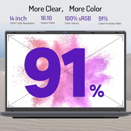 DERE 14 inch Traditional Laptop Computers, 1920 * 1200 IPS Display Laptop for Student and Business, N5805, 8GB RAM, 256GB SSD, HDMI, Wi-Fi, Win11 OS, Silver Gray 4