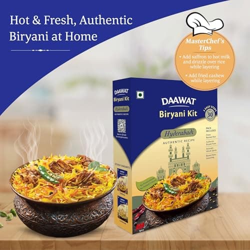 Daawat Biryani Kit Hyderabadi | Authentic Recipe | Ready in 30 min | Ready to Cook 334 gm/410gm (Weight may vary) 5