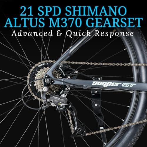 FitTrip Snyper GT 29T | Shimano MT200 Hydraulic Disk Brakes Cycle | Zoom Alloy Lockout Suspension | Shimano 21spd Altus Gearset | Superior 6061 Al Alloy Frame | Unisex (Oceanic Green) 4