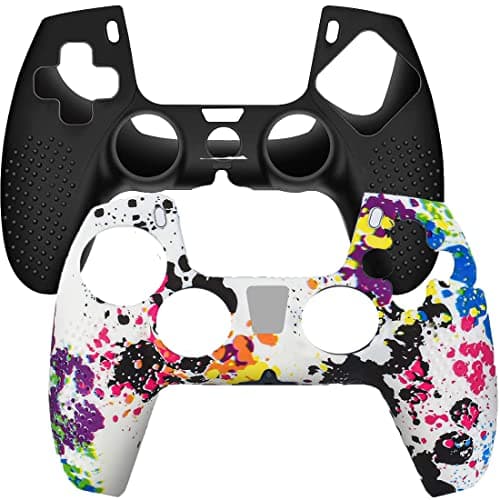OIVO INDIA Black & Multicolor Controller Silicone Cover Case PS5 Controller Skin Anti Slip Protective Case Sleeve Compatible with Sony PlayStation 5 Controller (Combo of 2)