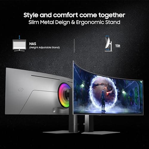 Samsung 49" (124.4cm) Odyssey OLED G9 Curved Gaming Monitor (Smartchoice) Dual QHD 5120 x 1440|240Hz|0.03ms|DCI 99%|OLED Safeguard|FreeSync Premium Pro|G-Sync| HDR10+ Gaming|HAS|LS49DG930SWXXL|Silver 5