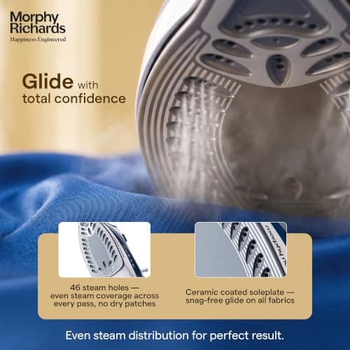 Morphy Richards Super Glide 2000W Steam Iron with Steam Burst, Vertical and Horizontal Ironing, Ceramic Coated Soleplate, Blue 4
