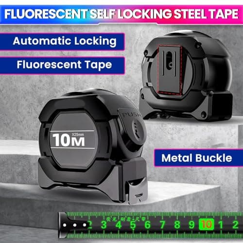 Geek Lab 10 Meter Measuring Tape with Auto-Locking and Retracting Feature, Heavy Duty Unbreakable ABS Case with Belt Clip- One-Man Operation, Measure in Inch & Centimeters. 4
