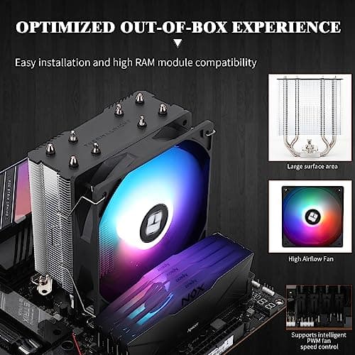 Thermalright Assassin X 120R SE V2 CPU Cooler, 4×6mm Heat Pipes, 1550RPM Speed 120mm RGB PWM Quiet Fan CPU Cooler with S-FDB Bearing, for AMD AM4 AM5/Intel 1700/1150/1151/1200/1851 5