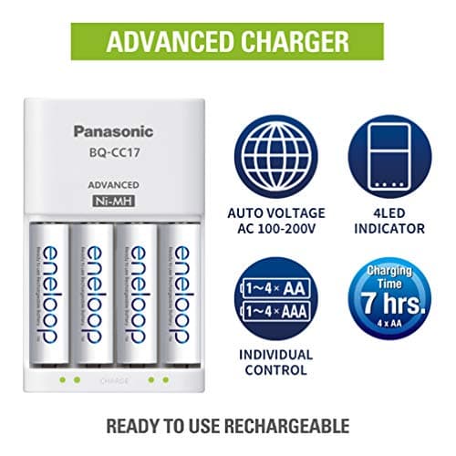 Panasonic Eneloop CC17N advanced charger for AA & AAA rechargeable Batteries LED indicator charging control system. 2