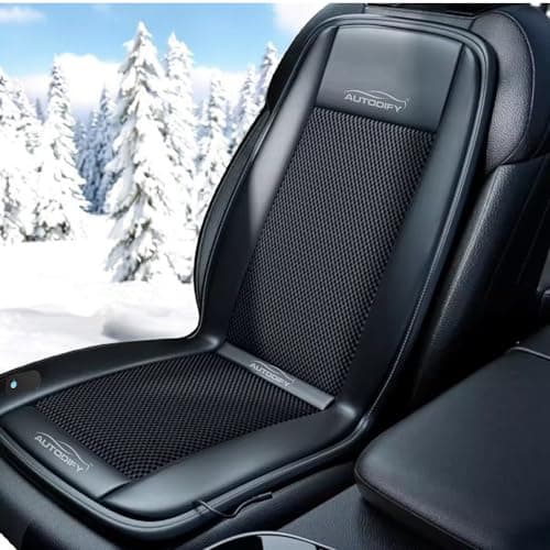 AUTODIFY™ Car Ventilated Cooling Seat Cushion Cover with 10 Powerful Fans & 3 Adjustable Cooling Levels, Breathable Fabric + Black Leather Universal Fit for All Cars, Large Airflow