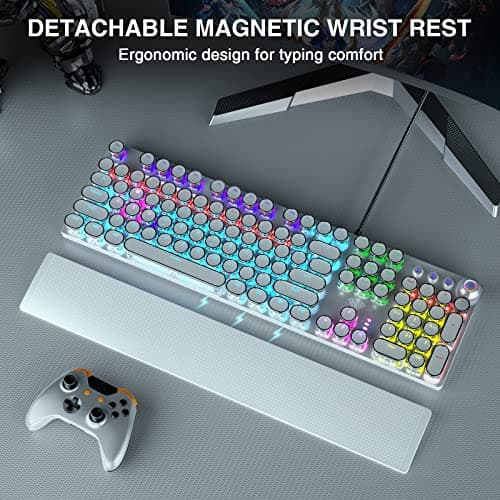 Aula F2088W Mechanical Gaming Keyboard | LED Backlight RGB Wired Keyboard (White | with Handrest | Blue Switch) 2